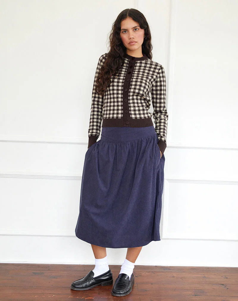 Kiranila Midi Skirt in Baby Cord Ink Blue - Image 2