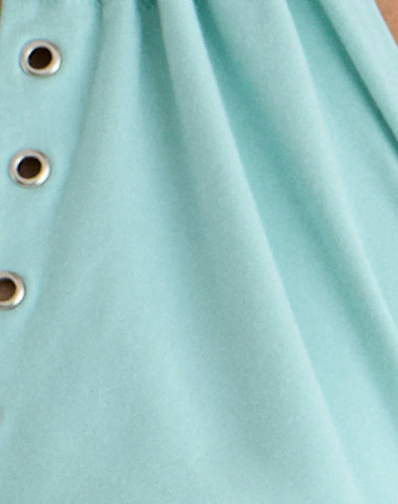 Kiri Cowl Top with Eyelets in Rayon Jersey Aqua - Image 6