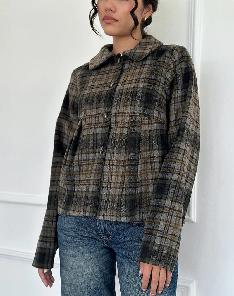 Kisaki Swing Coat in Check Yellow - Image 5