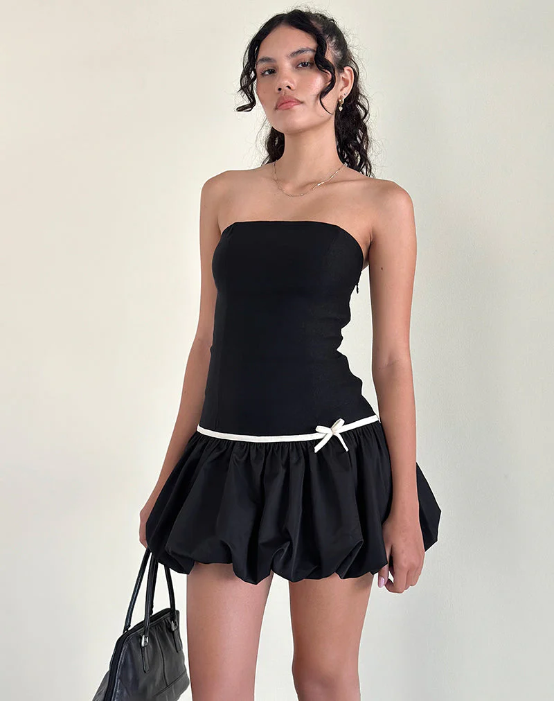 Klaita Puffball Mini Dress in Black - Image 3