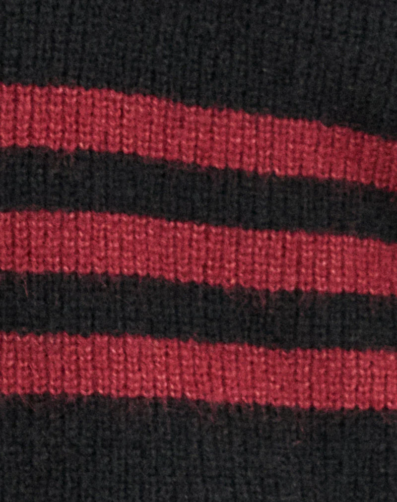 Knitza Jumper in Black with Red Stripes - Image 6