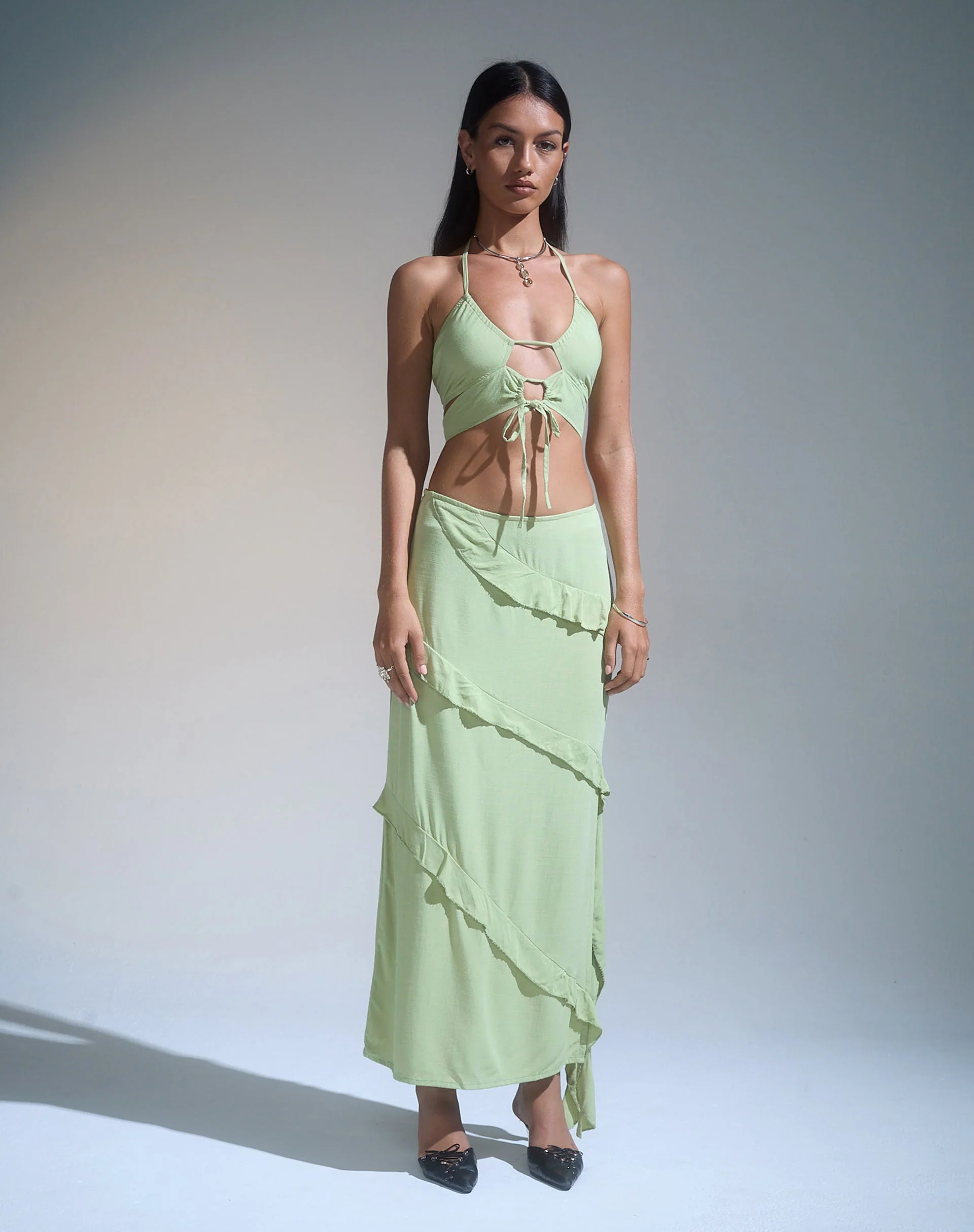 Koen Cut Out Top in Mint Sage - Image 2