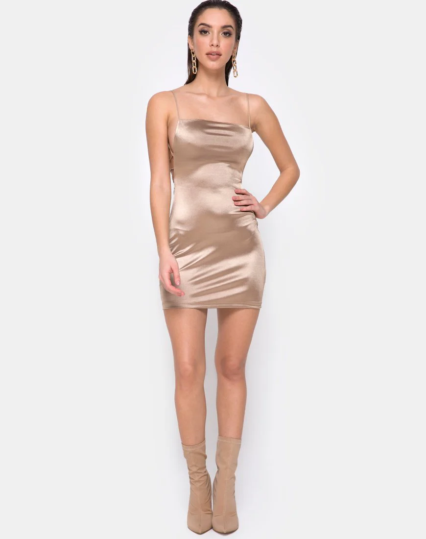 Kozue Dress in Satin Gold - Image 5