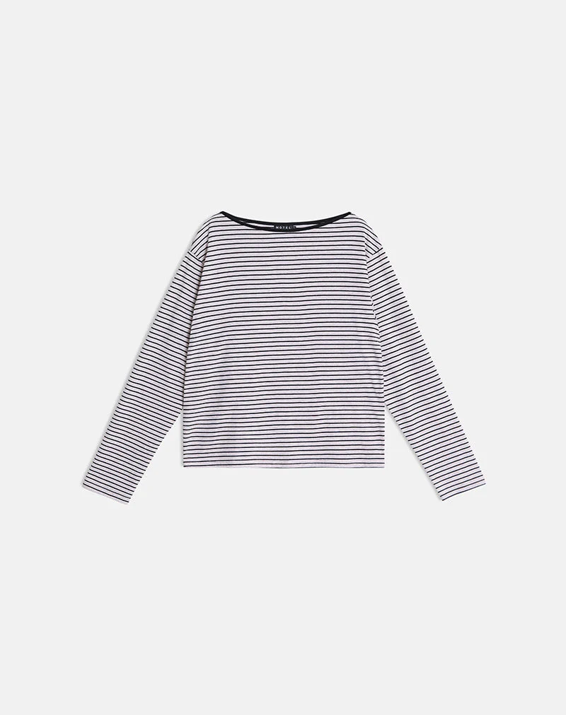Kumiko Long Sleeve Top in Jersey Grey and Black - Image 5
