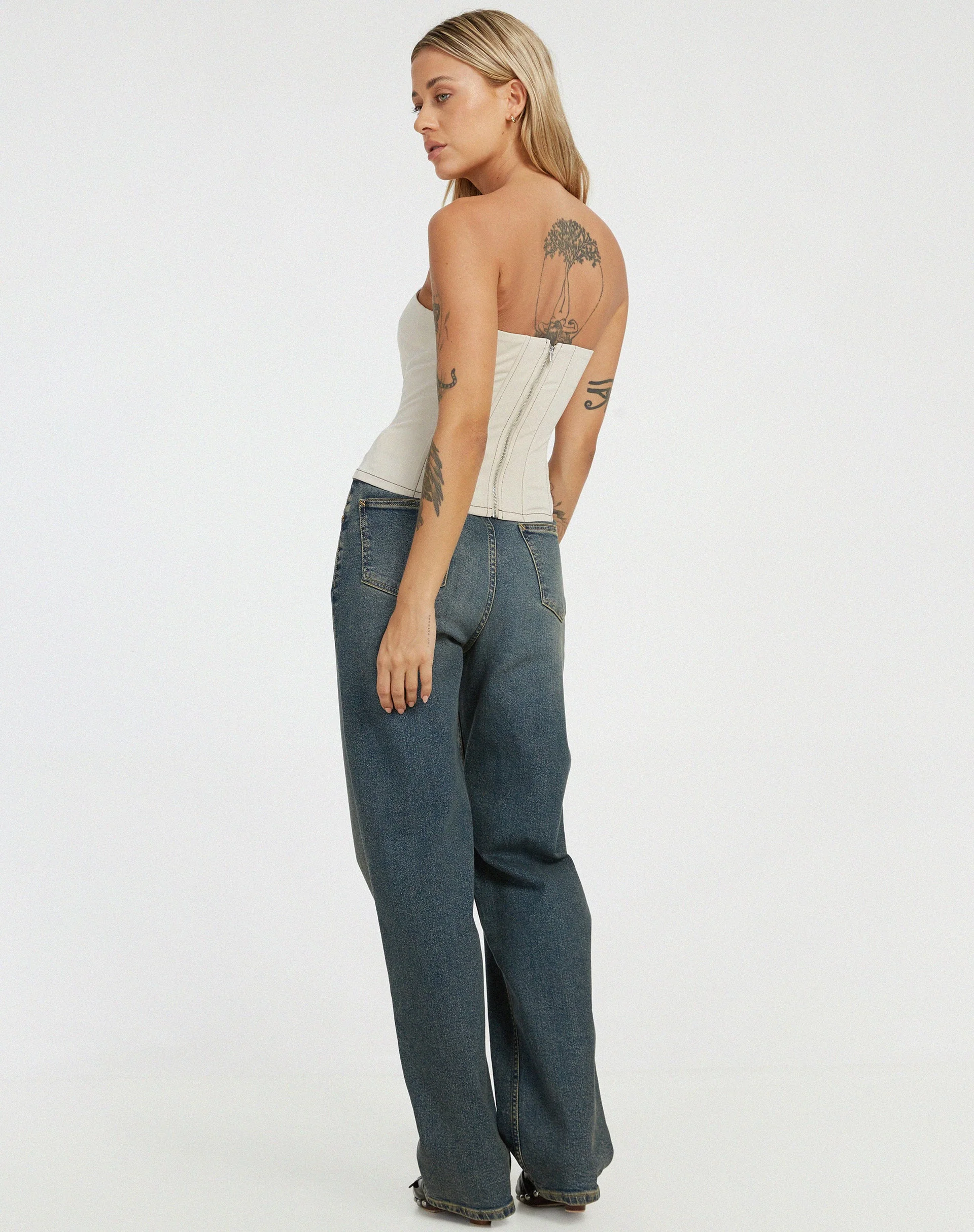 Kyana Corset in Ecru Brown Stitch - Image 4