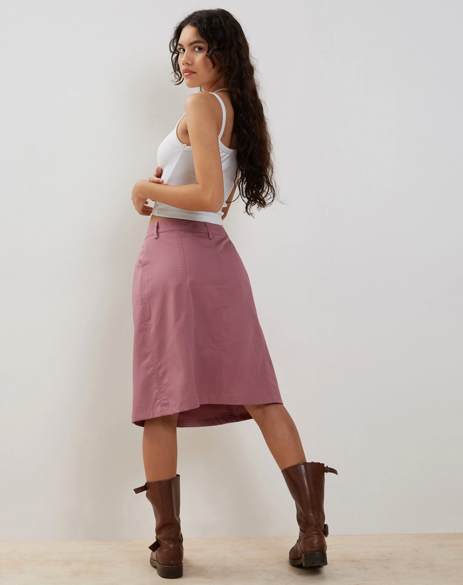 Kyst Cargo Midi Skirt in Mauve - Image 3