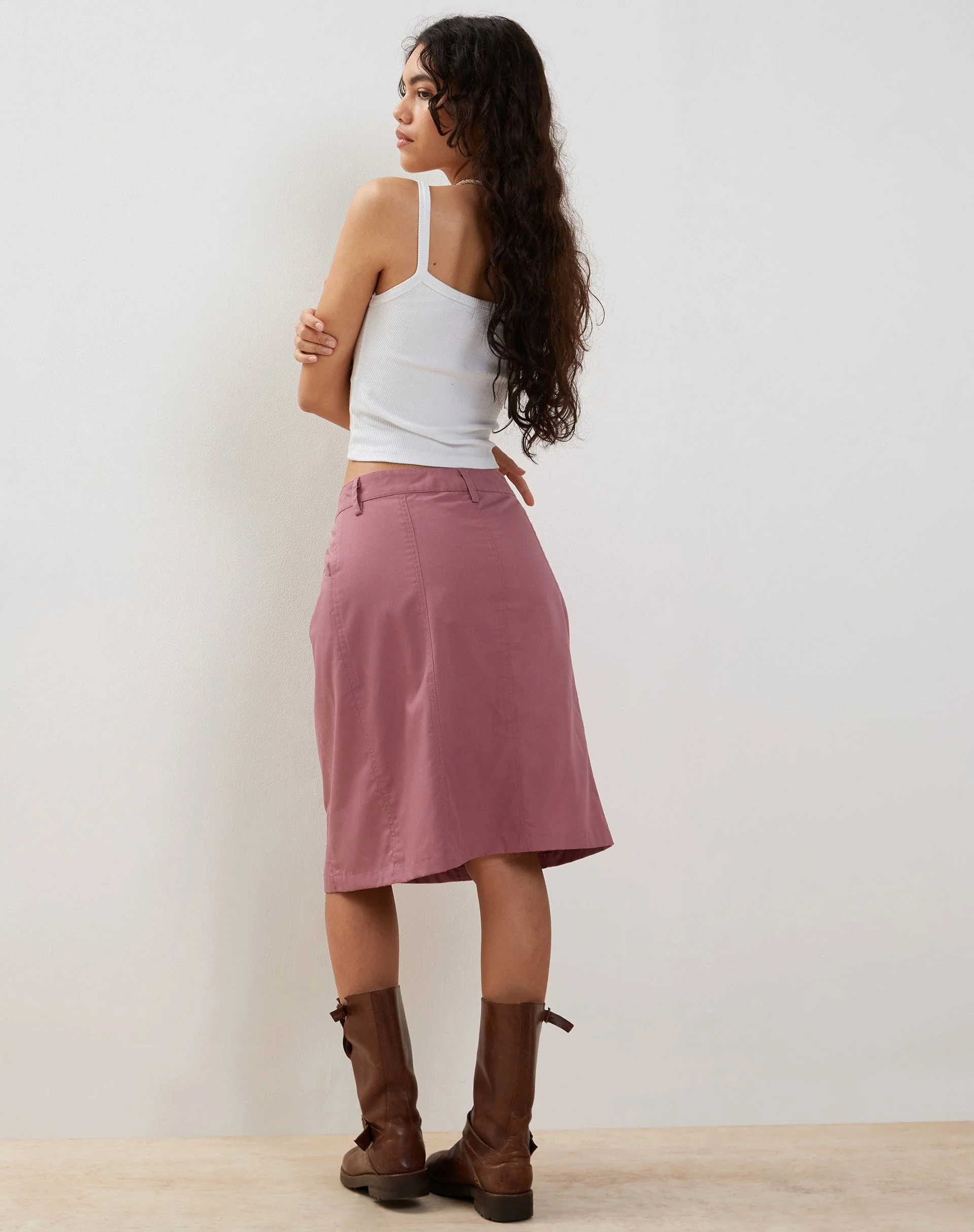 Kyst Cargo Midi Skirt in Mauve - Image 4