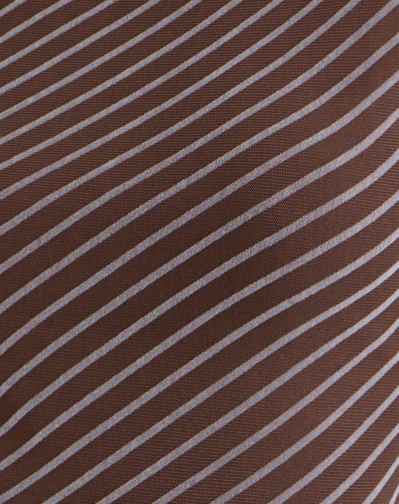 Lakya Long Sleeve Top in Diagonal Stripe Flocked Brown and Cream - Image 6