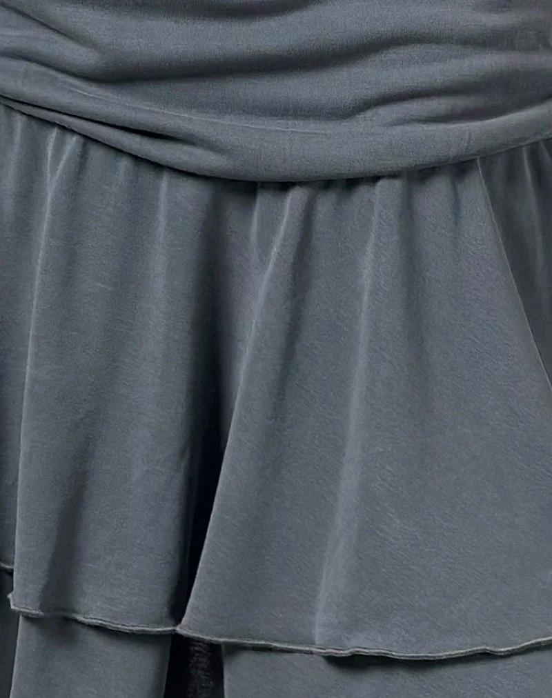 Lalana Boxy Mini Dress in Cupro Grey - Image 6