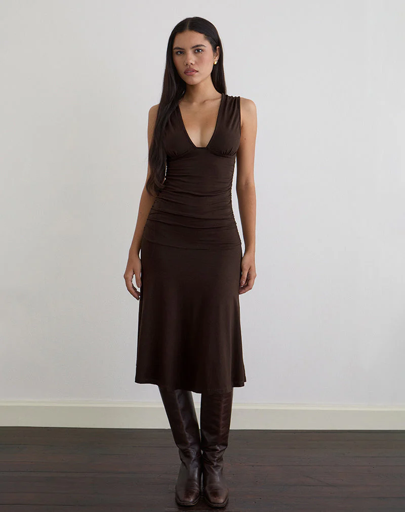 Laluma Midi Dress in Bitter Chocolate - Image 3