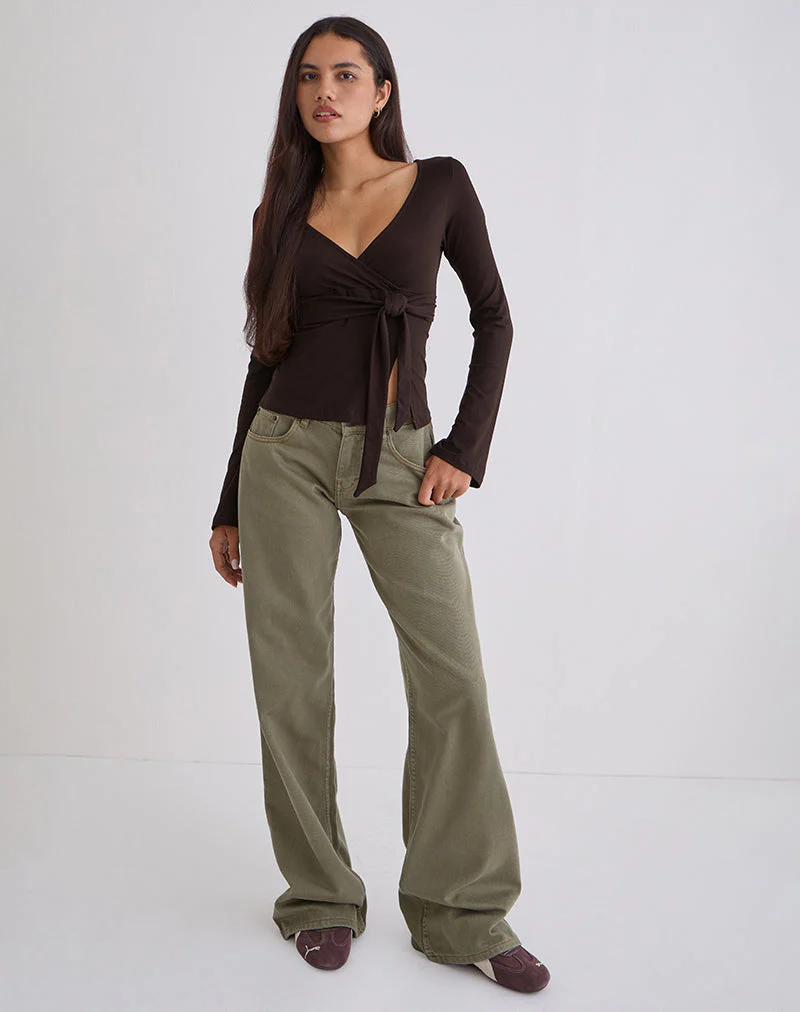 Lamae Wrap Top in Bitter Chocolate - Image 3