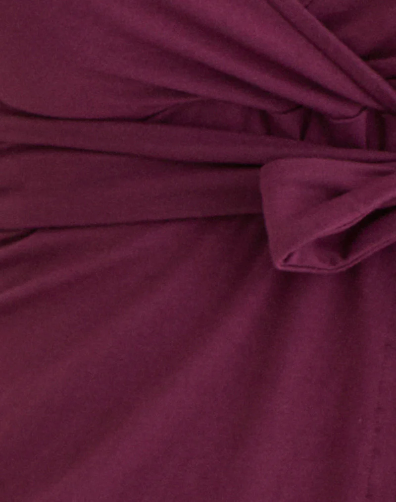 Lamae Wrap Top in Deep Purple - Image 5