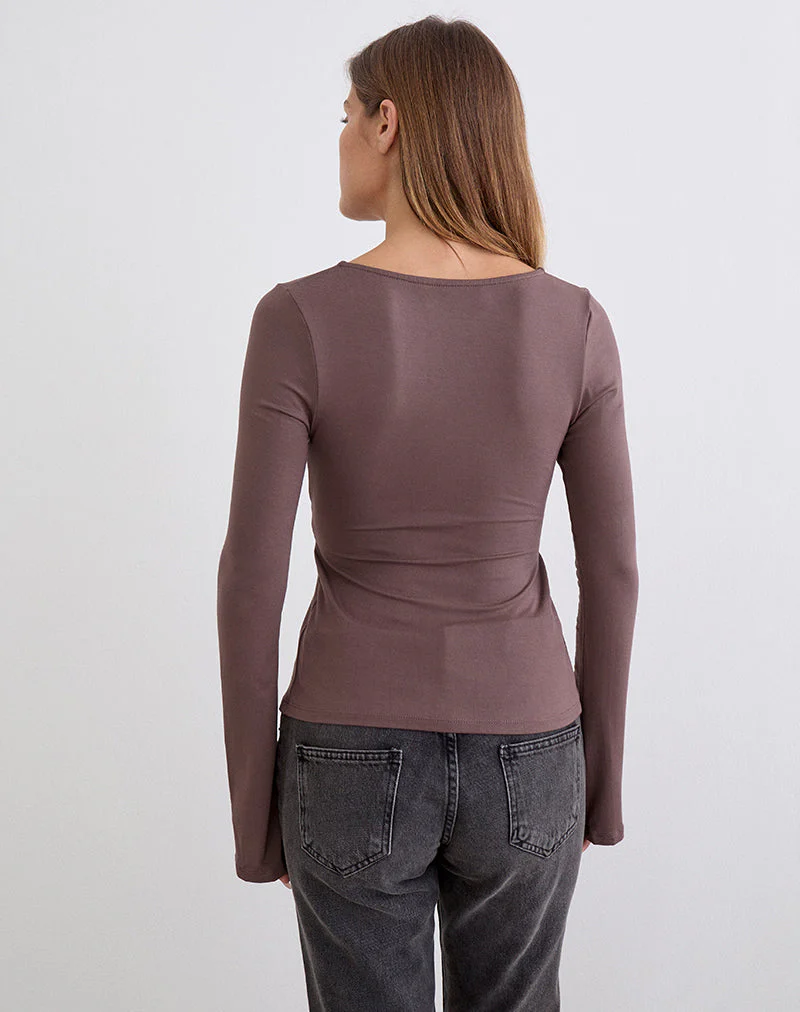 Lamae Wrap Top in Deep Taupe - Image 5