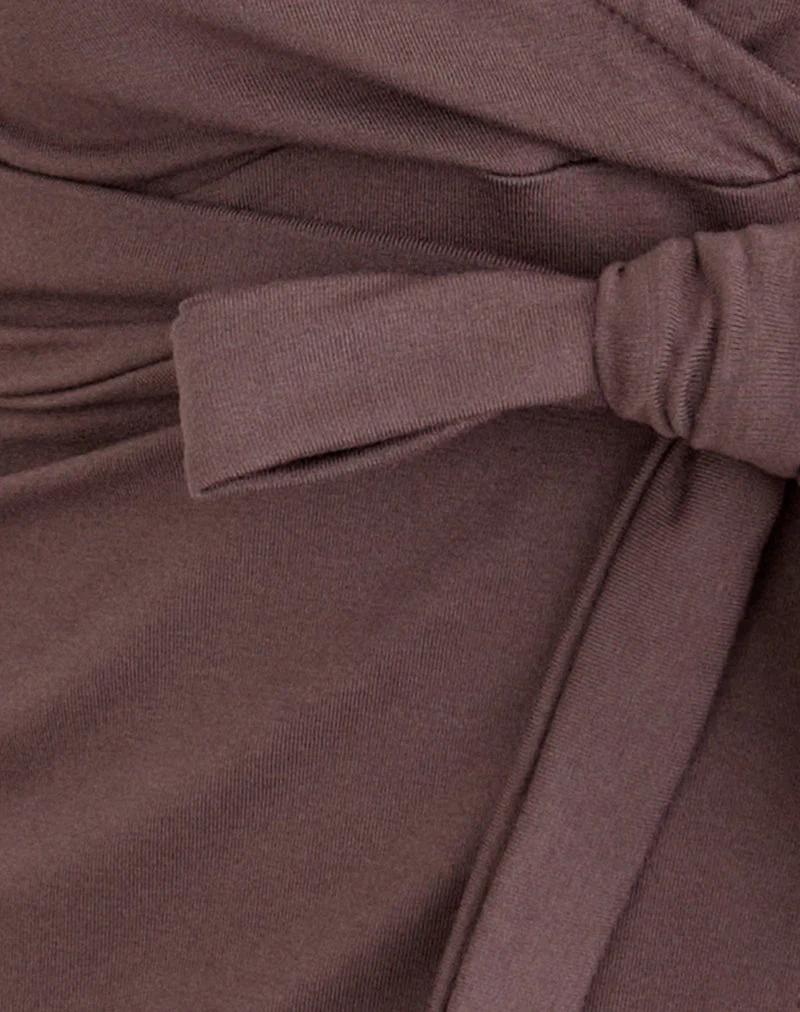 Lamae Wrap Top in Deep Taupe - Image 6