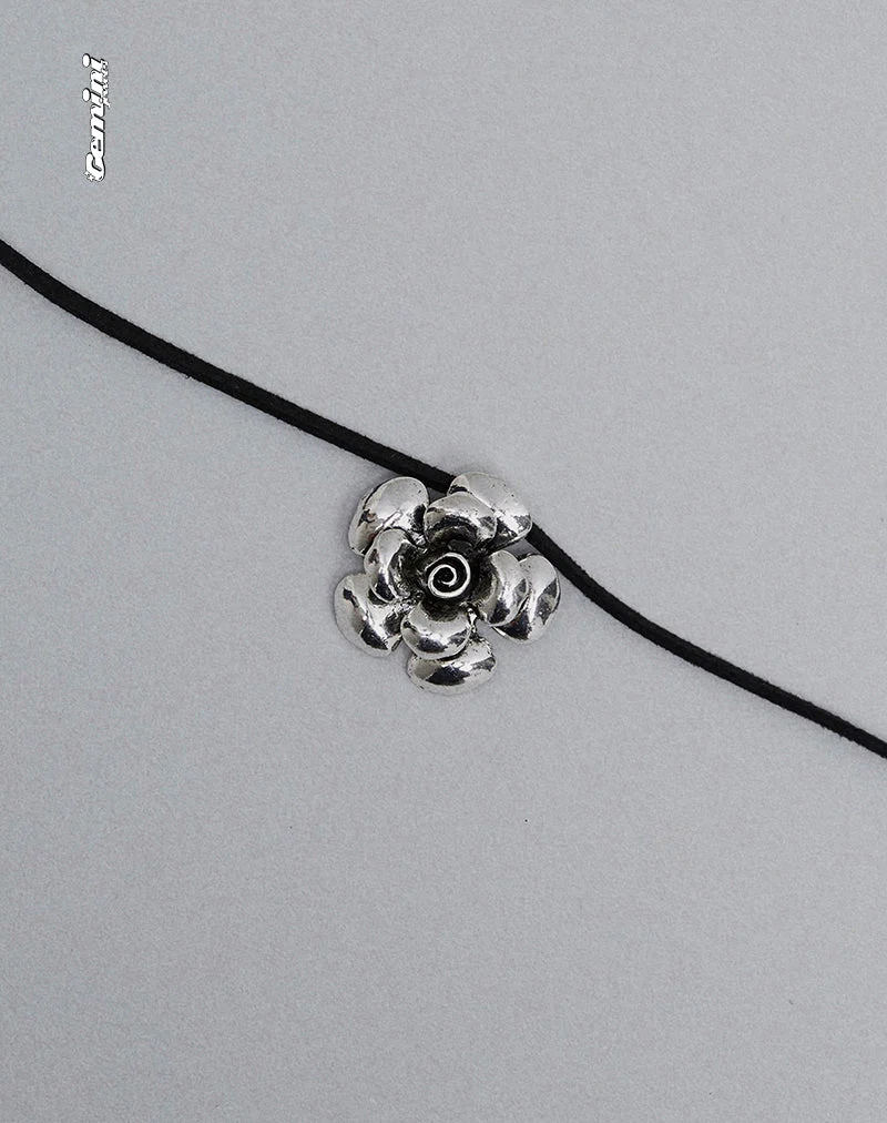 Lana Cord Rose Necklace by Gemini Jewels - Image 4