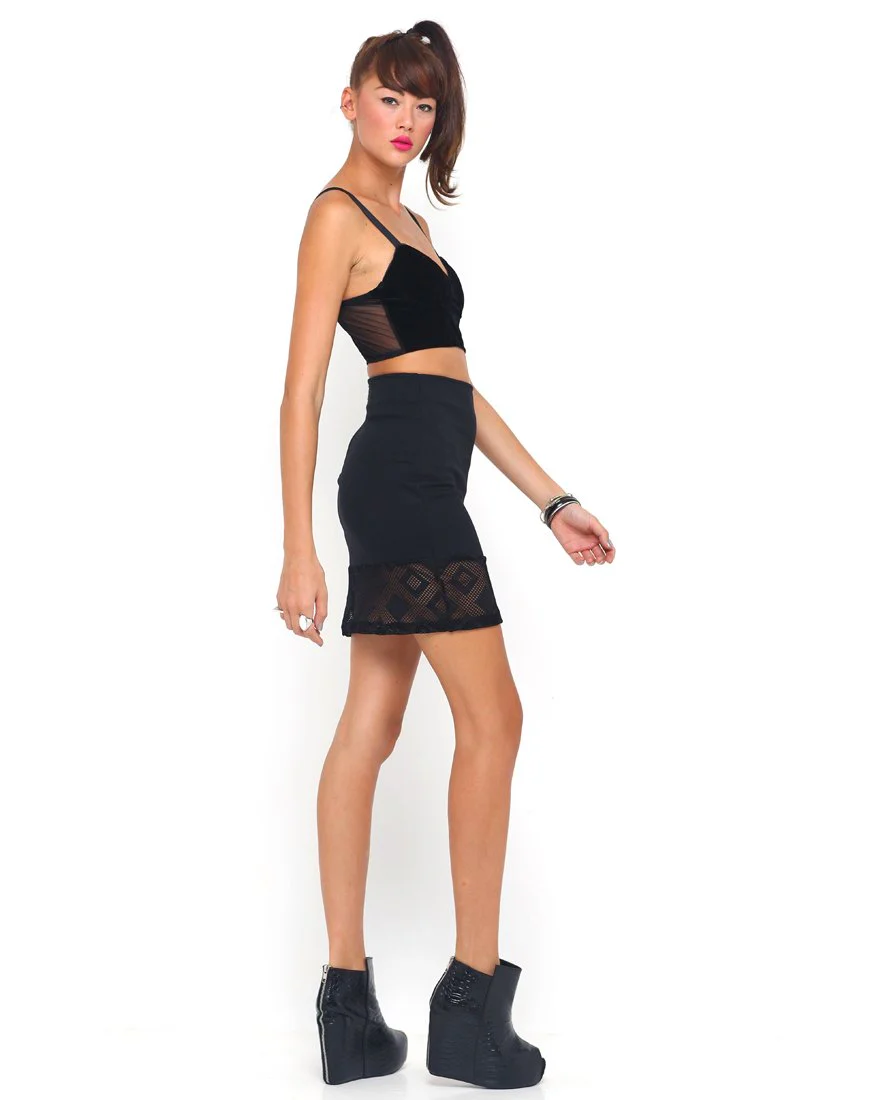 Lana Skirt in Diamond Net Black - Image 3