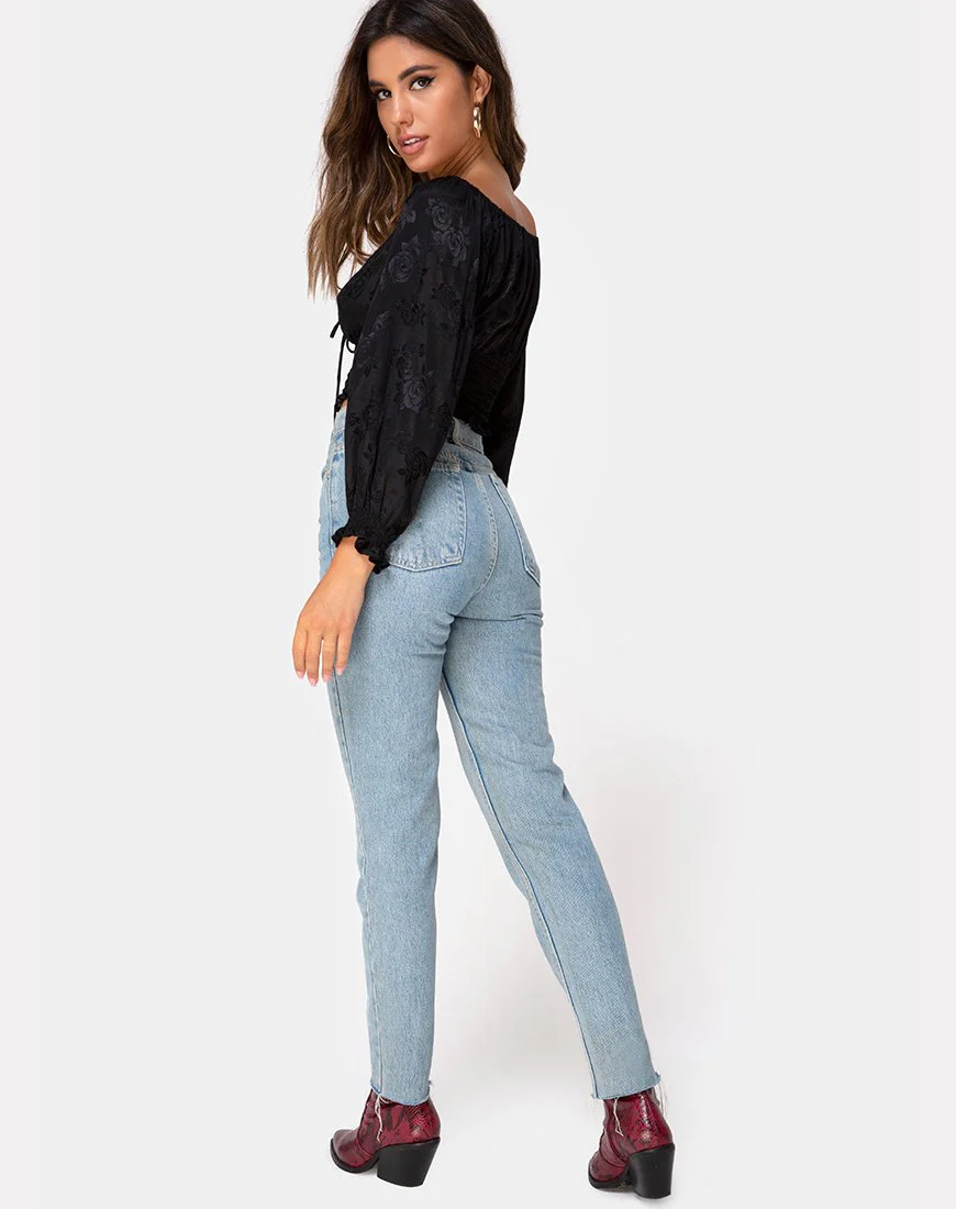 Lancer Crop Top in Satin Rose Black - Image 4