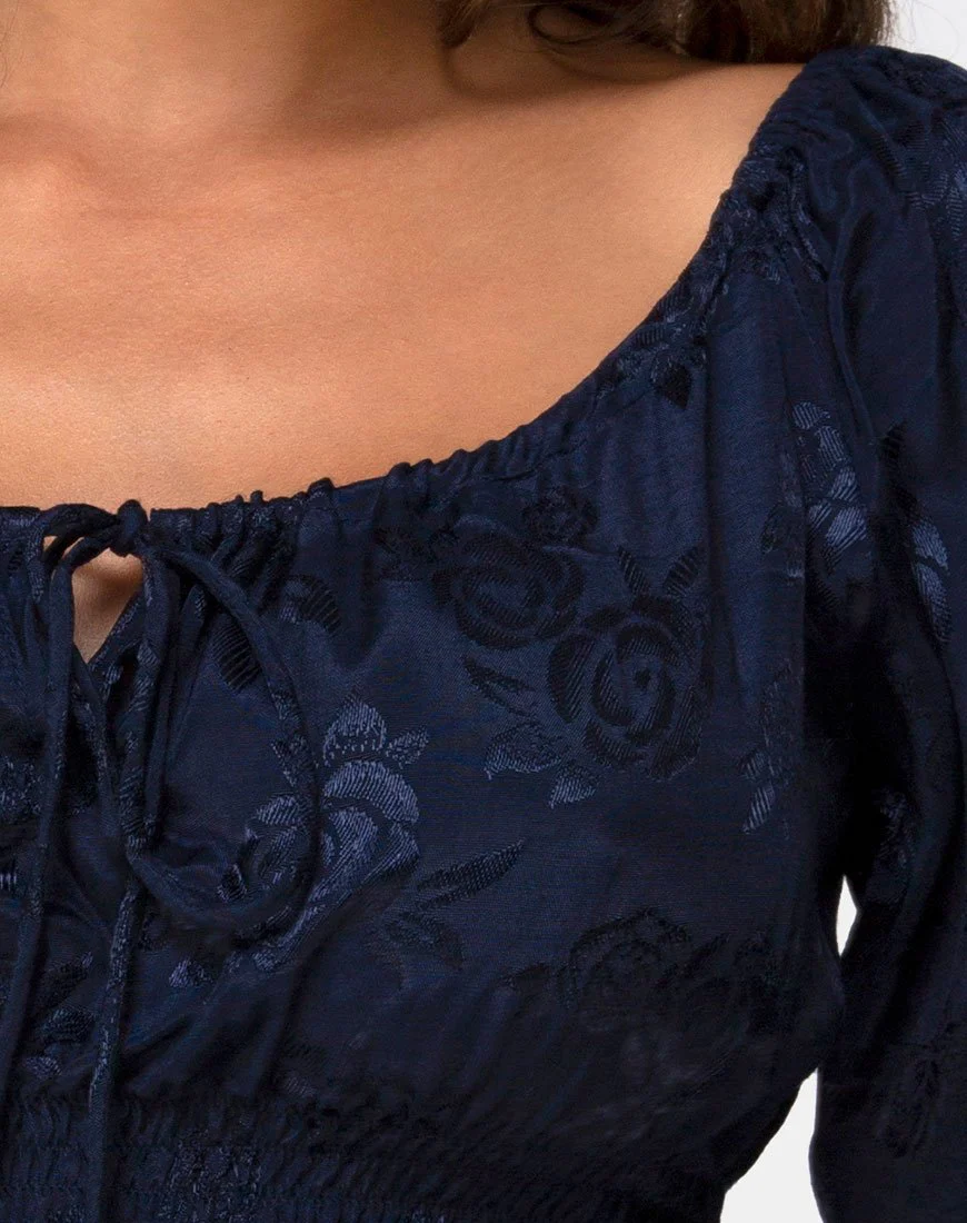 Lancer Crop Top in Satin Rose Navy - Image 5