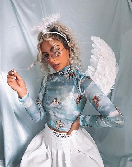 Lara Crop Top in Angel Sky Blue Mesh - Image 3