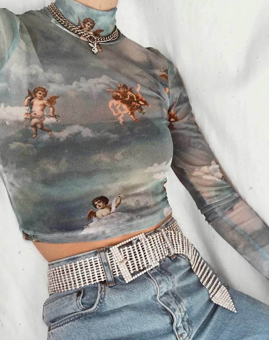 Lara Crop Top in Angel Sky Blue Mesh - Image 6