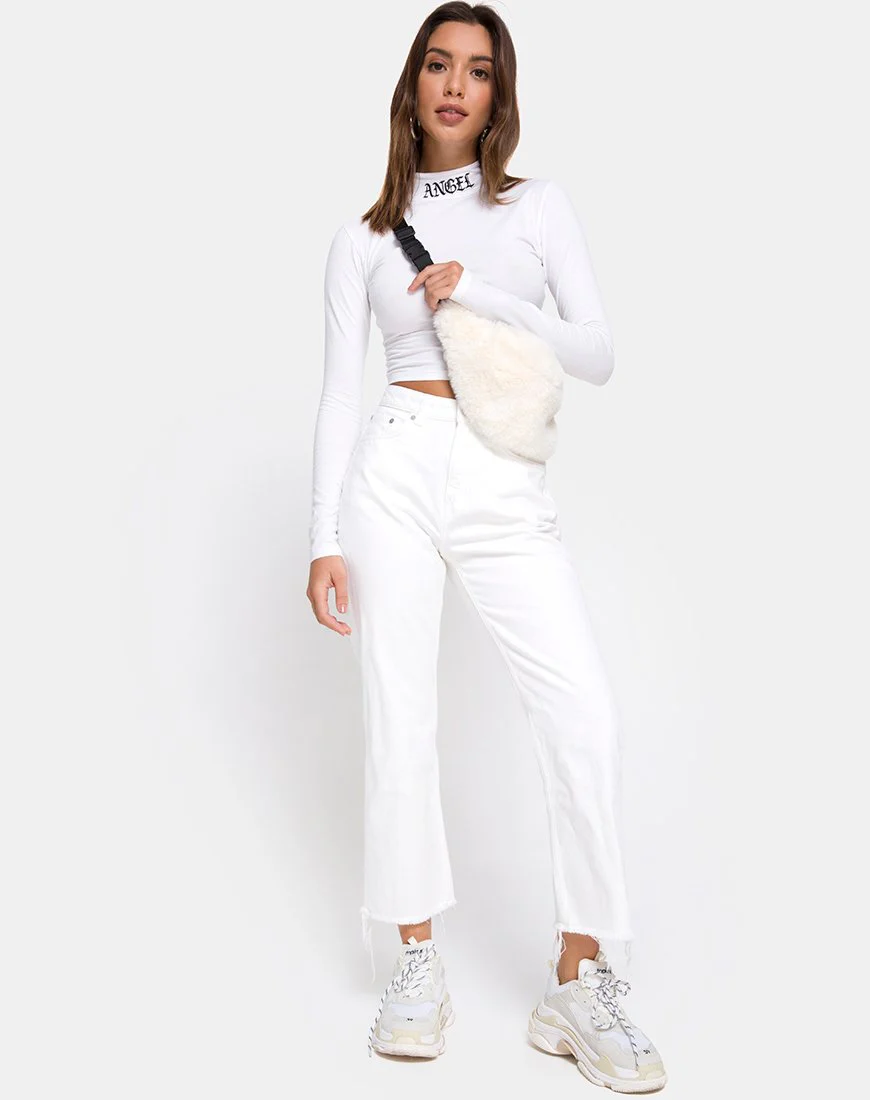 Lara Crop in White with Angel Embro - Image 2