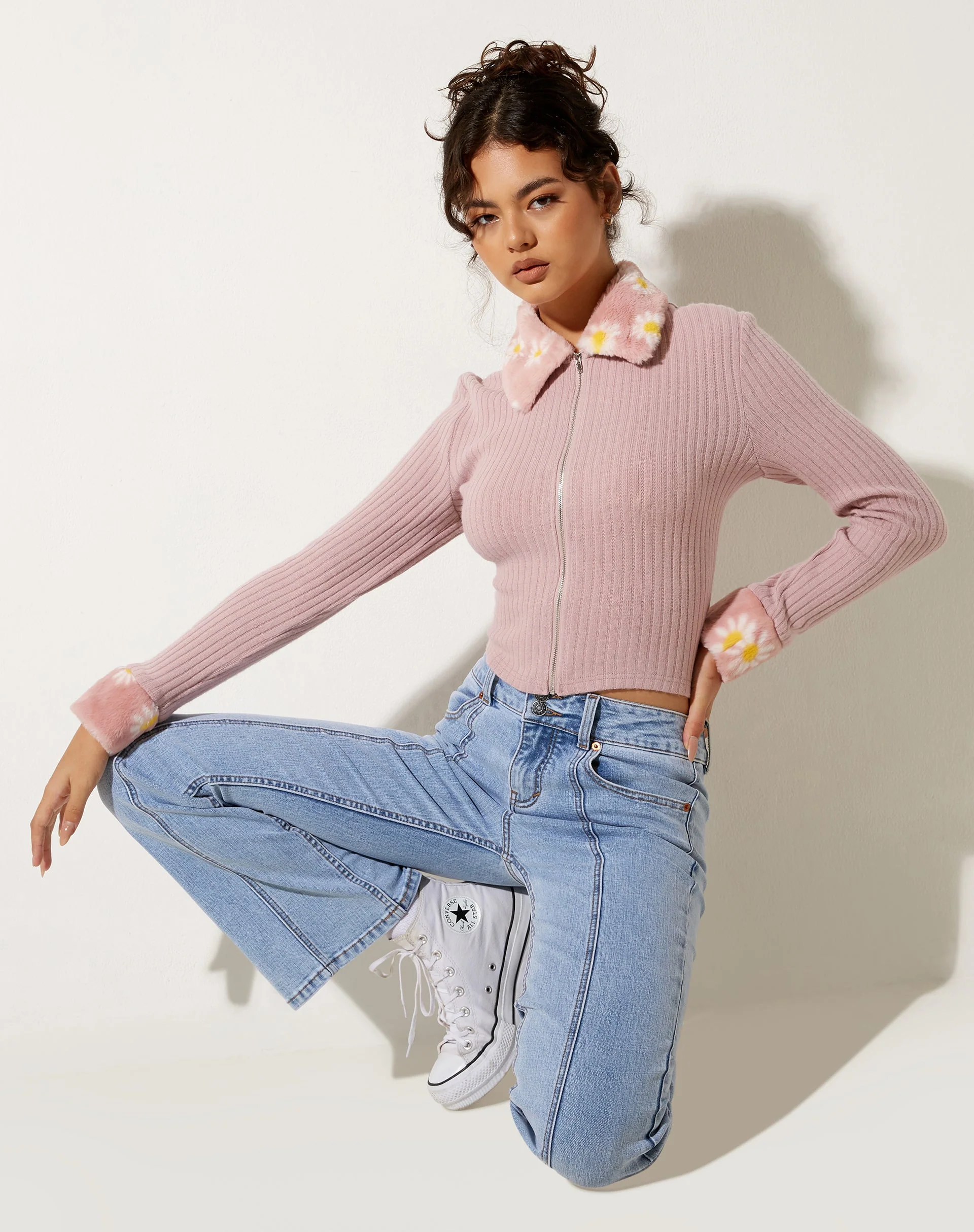 Larita Cardi in Knit Dusky Pink - Image 3