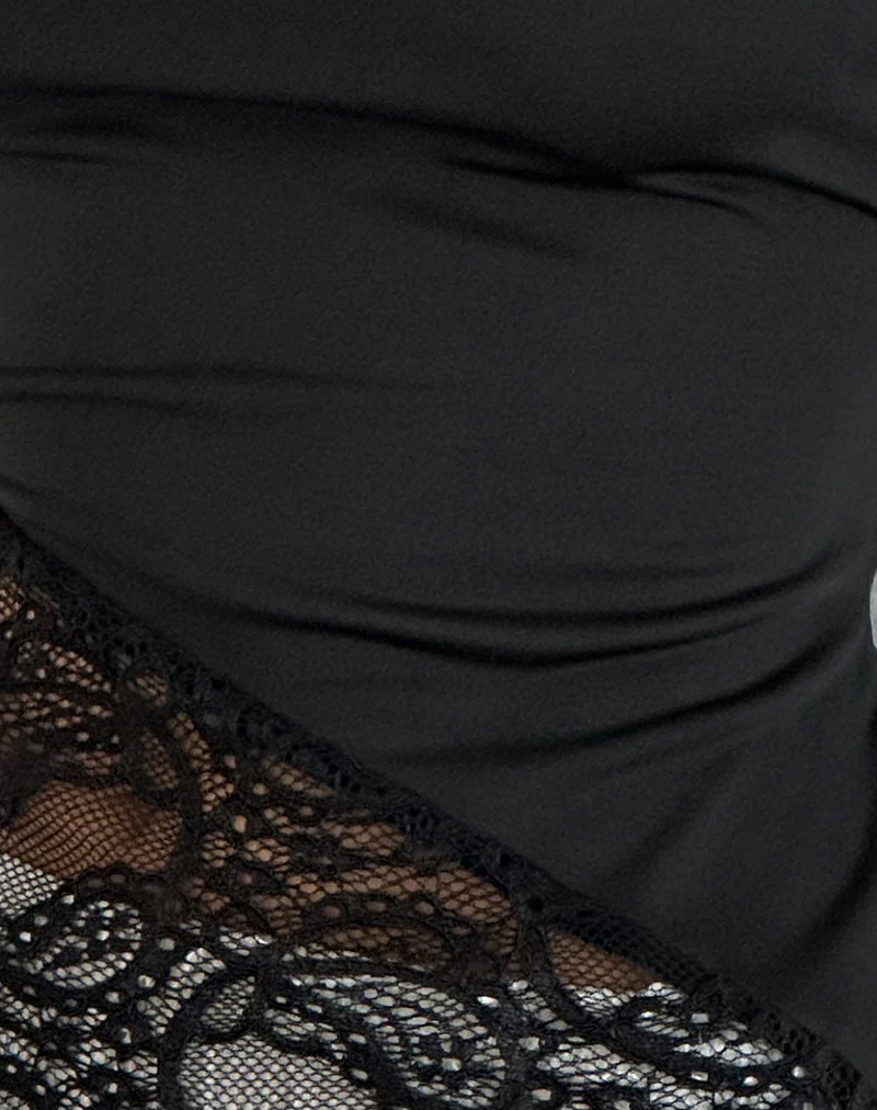 Lartya Top in Slinky Jersey Lace Black - Image 6