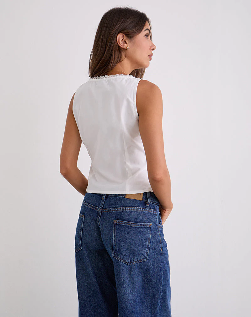 Lasily V Neck Corset Top in White - Image 7