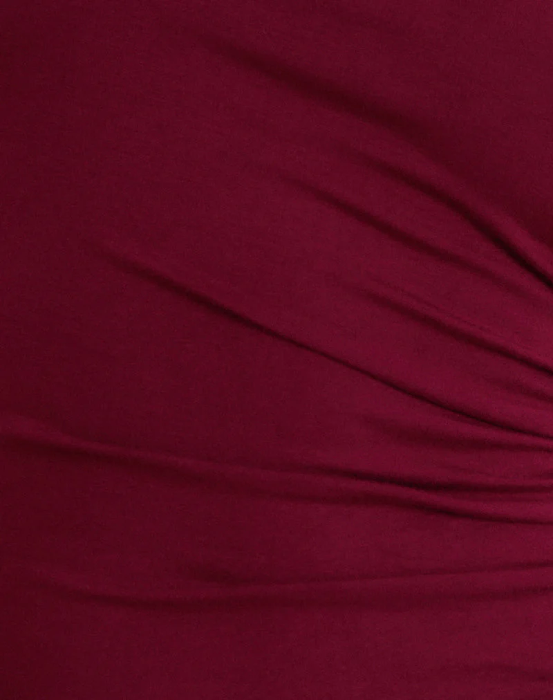 Lasya Long Sleeve Top in Rayon Burgundy - Image 5