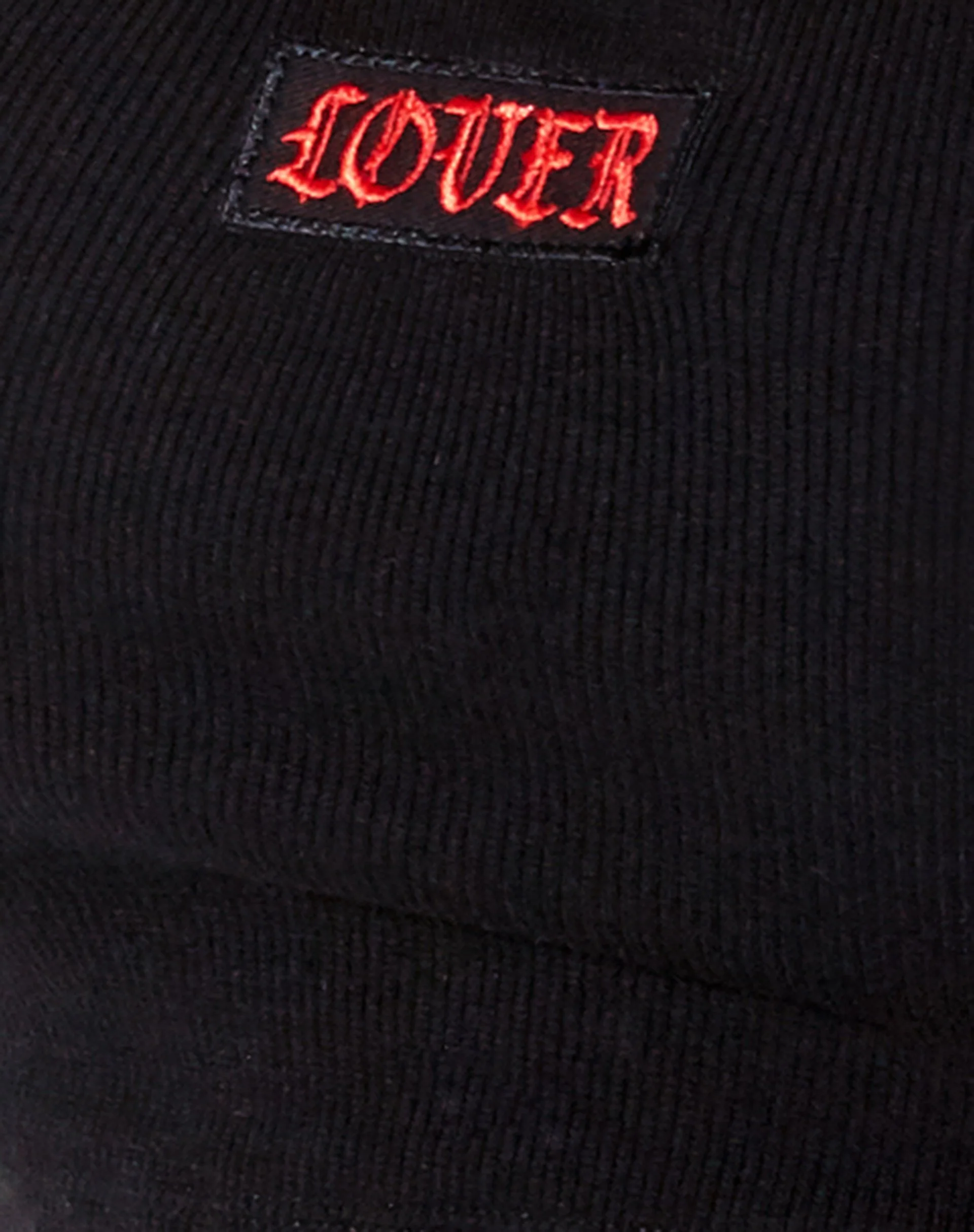 Lathi Crop Top in Rib Black "Lover" Embro - Image 6