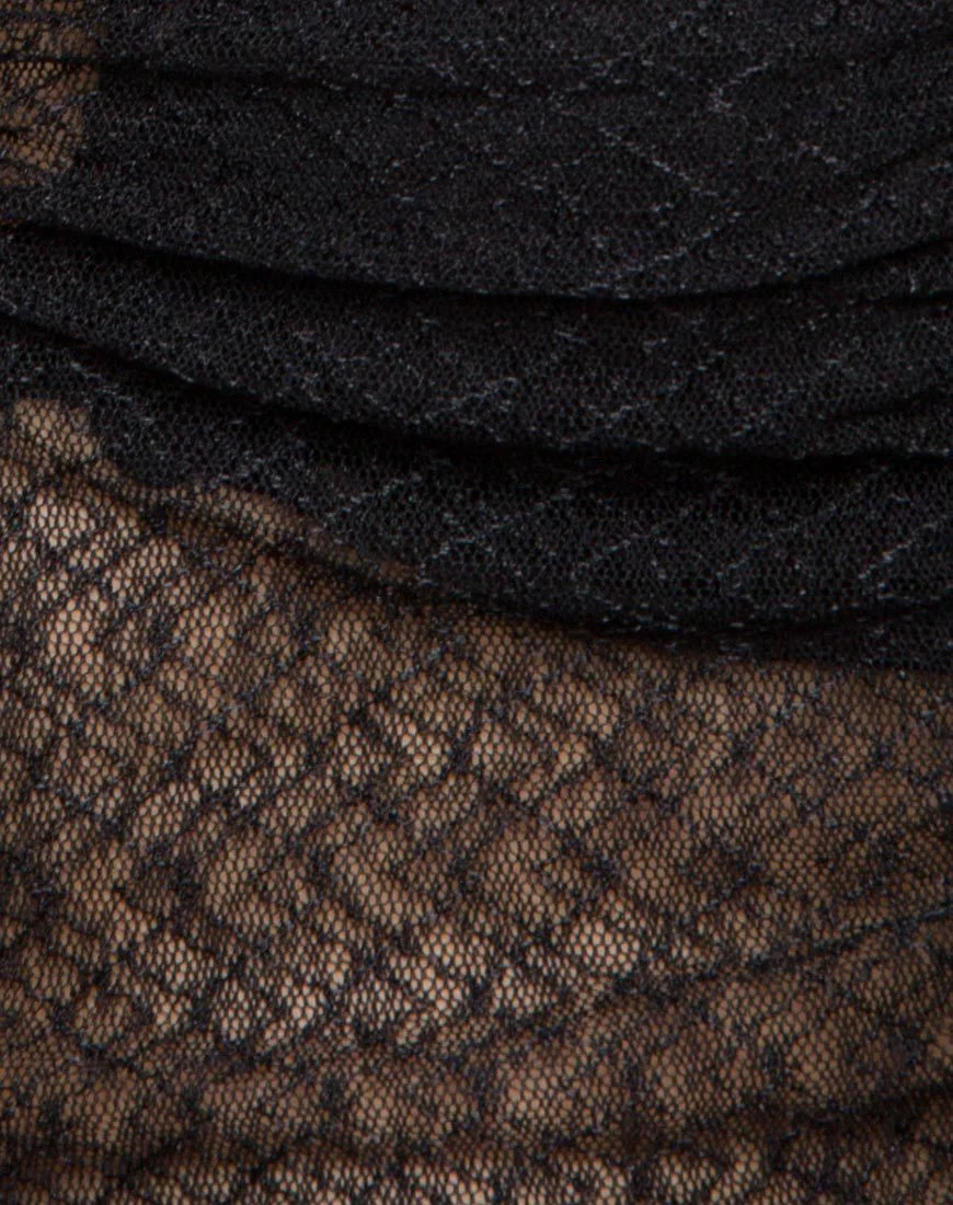 Launa Mini Dress in Lacey Knit Black - Image 5