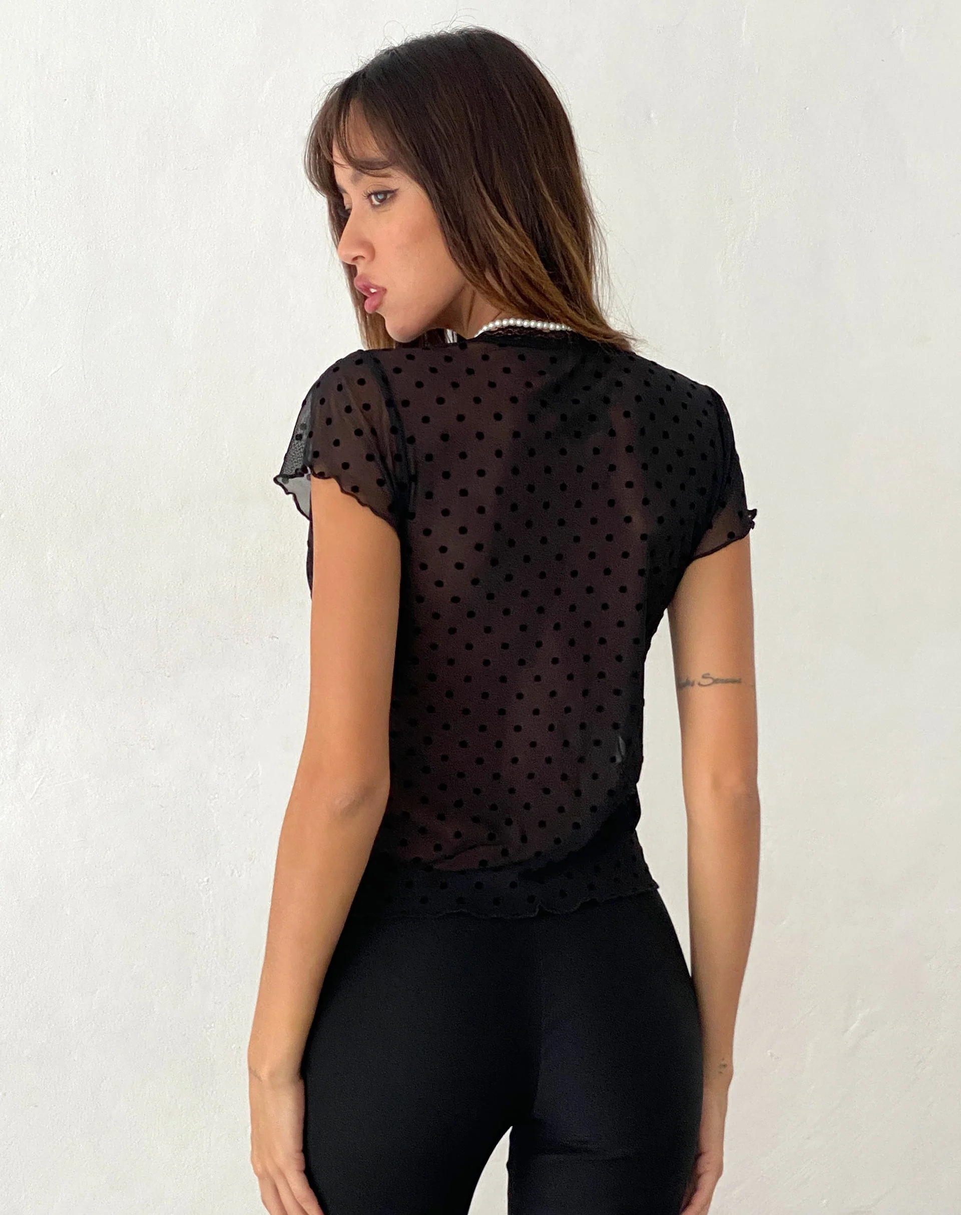 Lavanya Butterfly Top in Polka Black Flock - Image 5