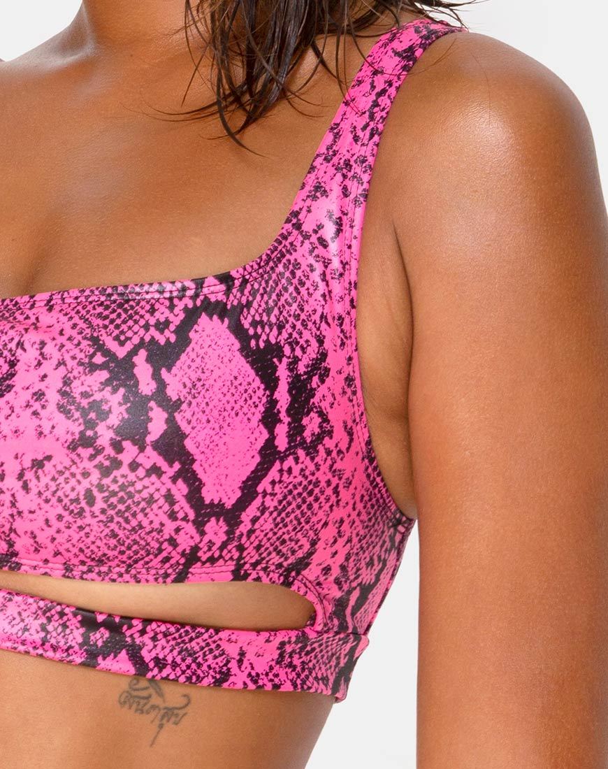 Ledra Bikini Top in Snake Pink - Image 5