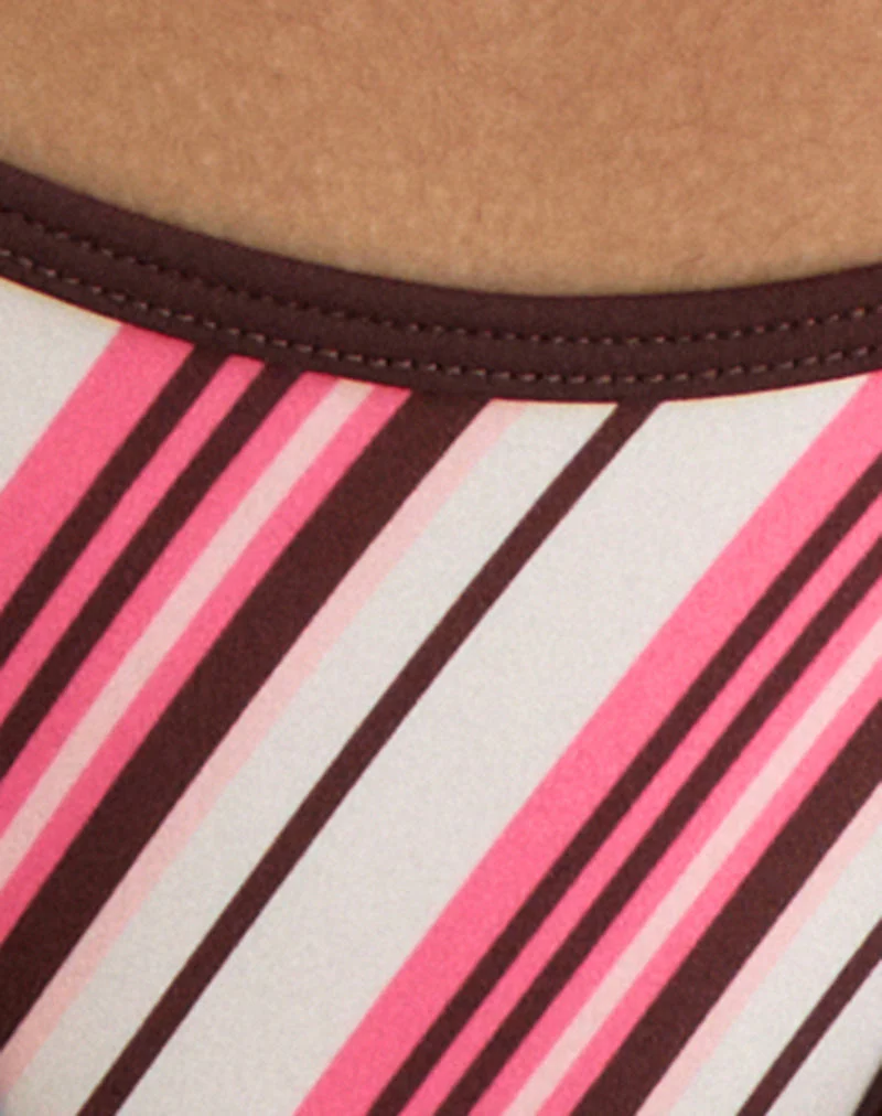 Lentra Bikini Bottom in Brown and Pink Candy Stripe - Image 7