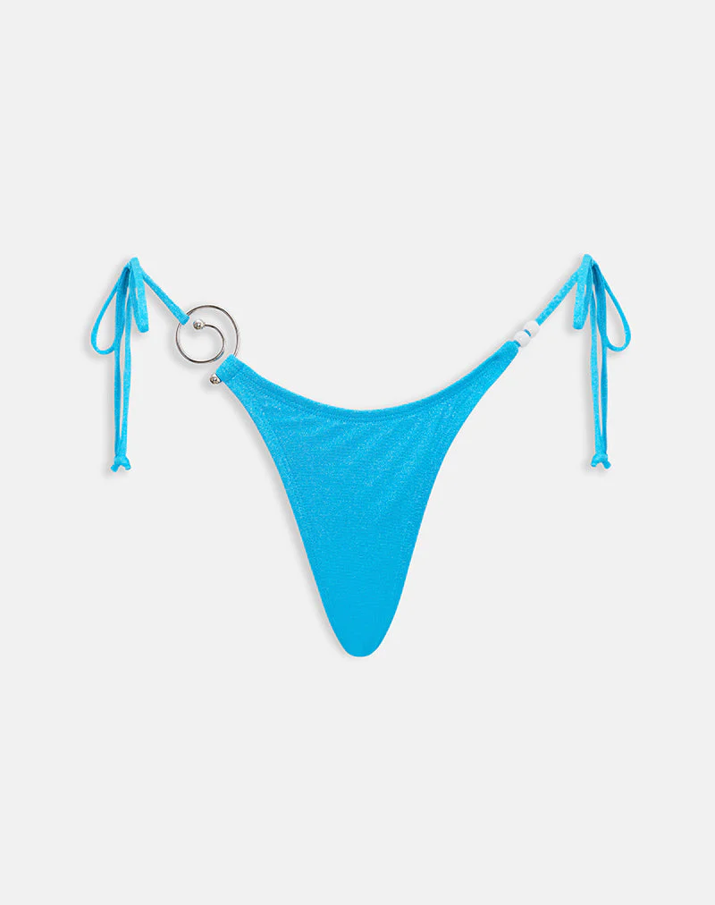 Lentra Bikini Bottom in Shimmer Blue with Spiral and Beads - Image 5