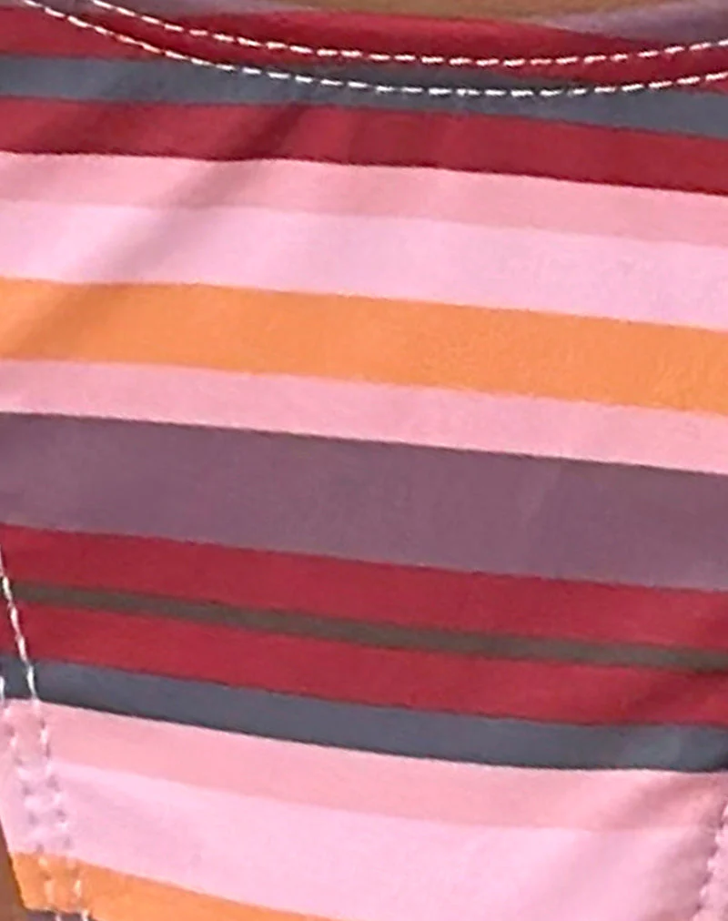 Lentra Bikini Bottom in Horizontal Mix Stripe with Beads - Image 7