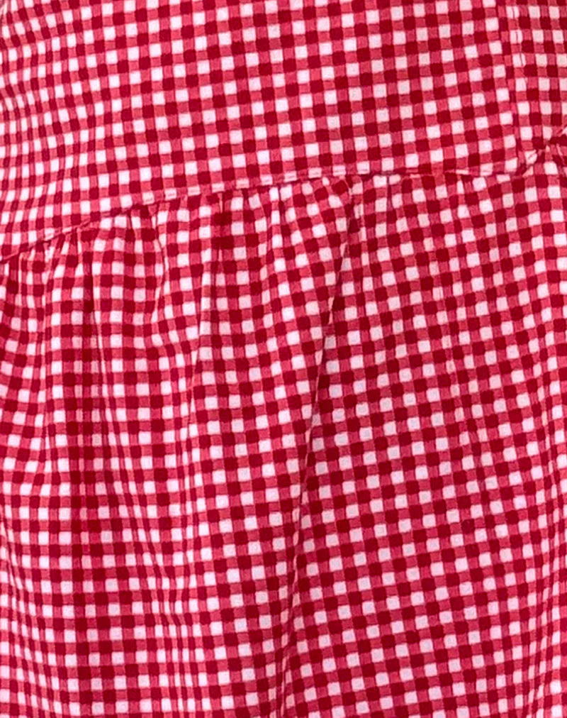 Leshi Mini Dress in Red Gingham - Image 5