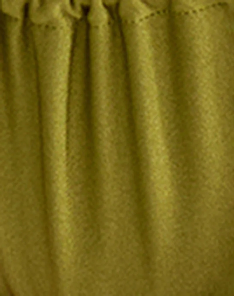 Leyna Bikini Bottom in Olive Shine with Pearl Beads - Image 7