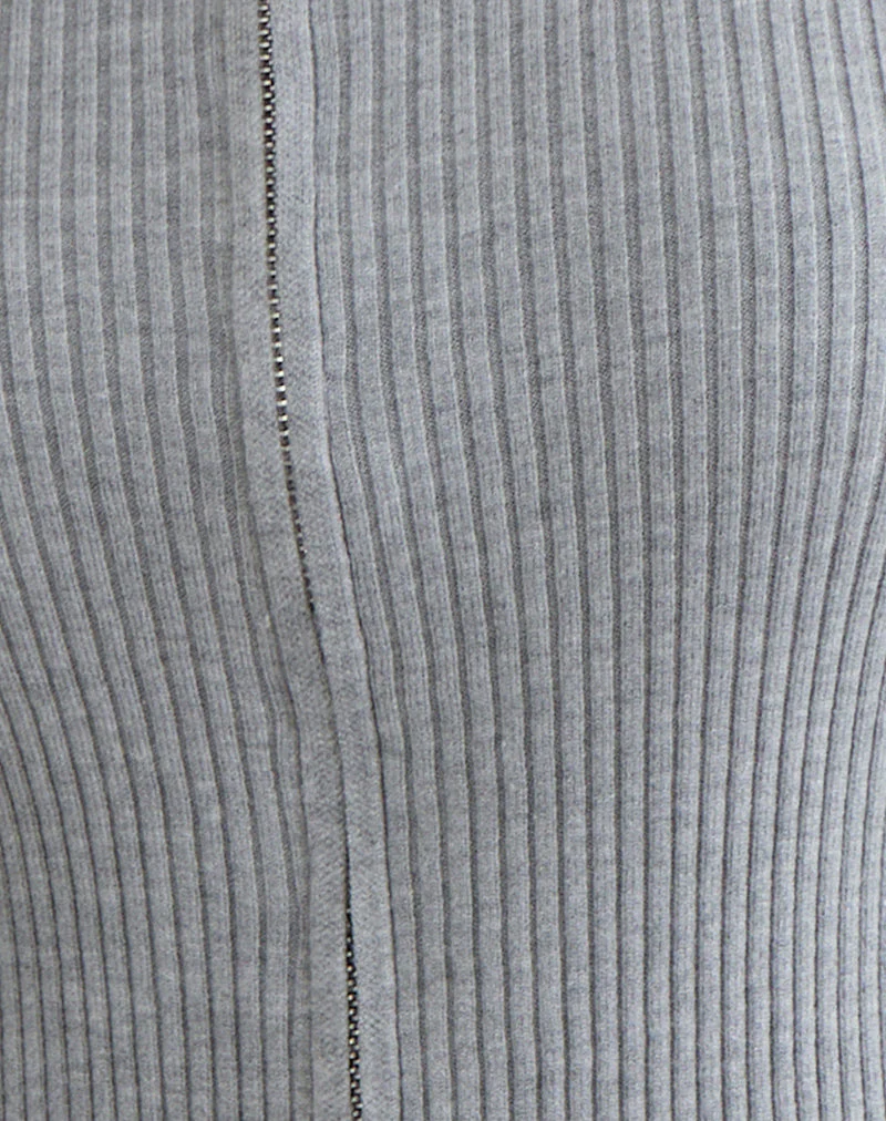 Liano Zip Cardigan in Rib Knit Grey - Image 6