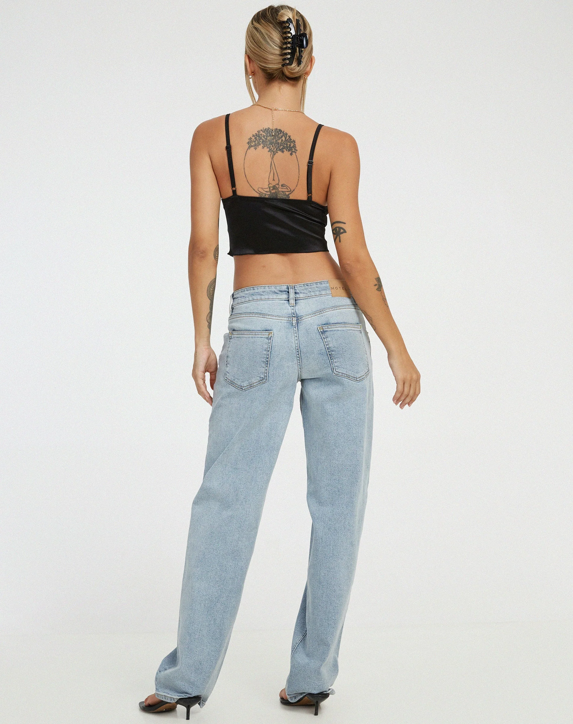 Litasa Corset Top in Satin Black - Image 4