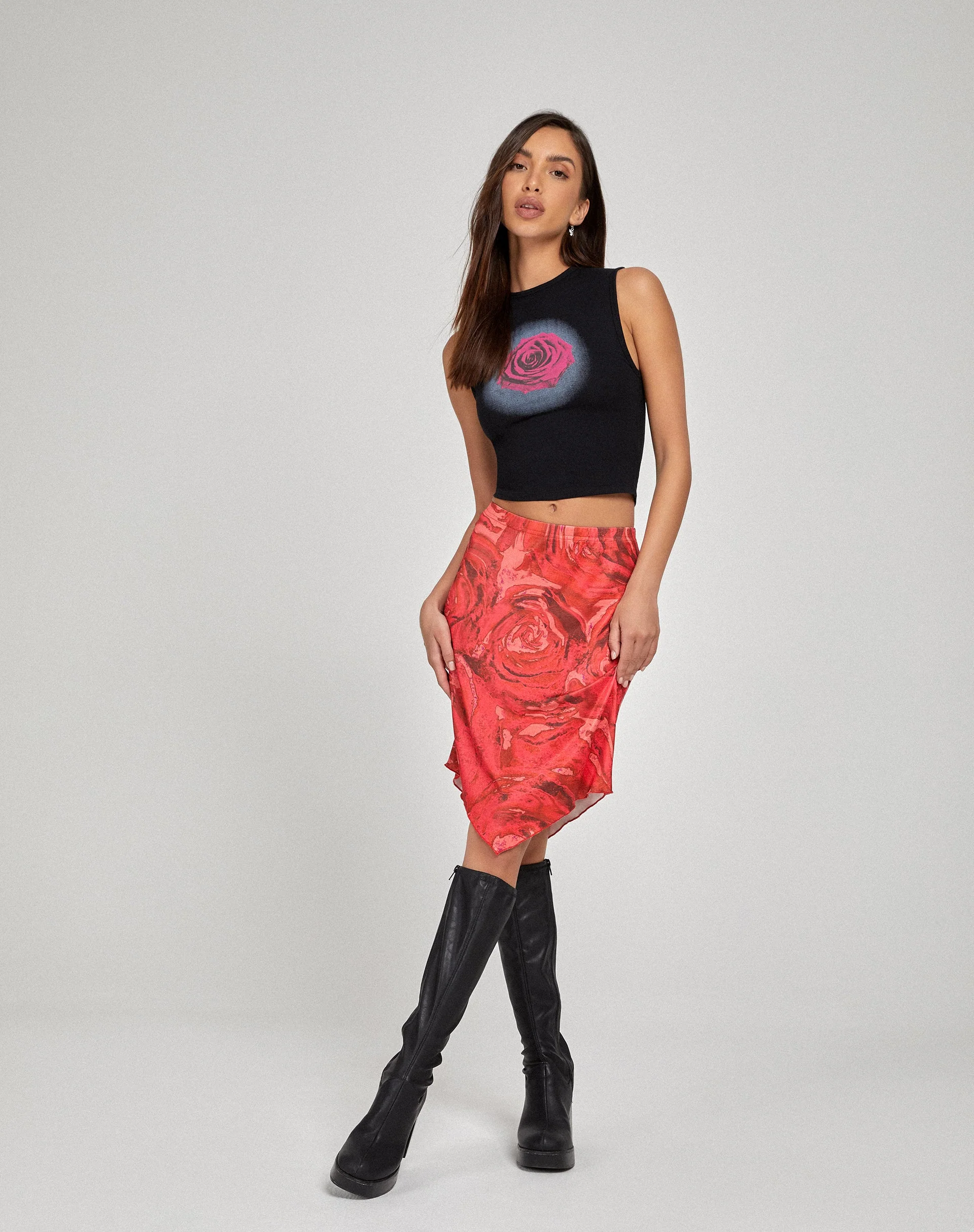 Lonaka Bodycon Skirt in Rose Petal Red - Image 5