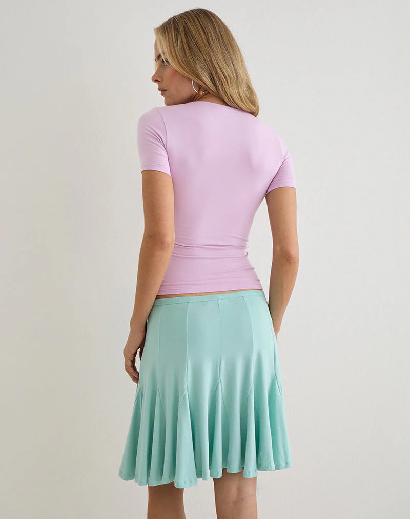 Lones Godet Midi Skirt in Rayon Jersey Aqua - Image 5