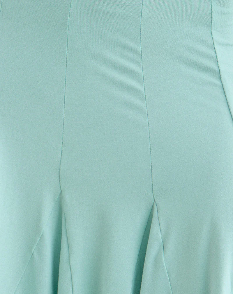 Lones Godet Midi Skirt in Rayon Jersey Aqua - Image 6