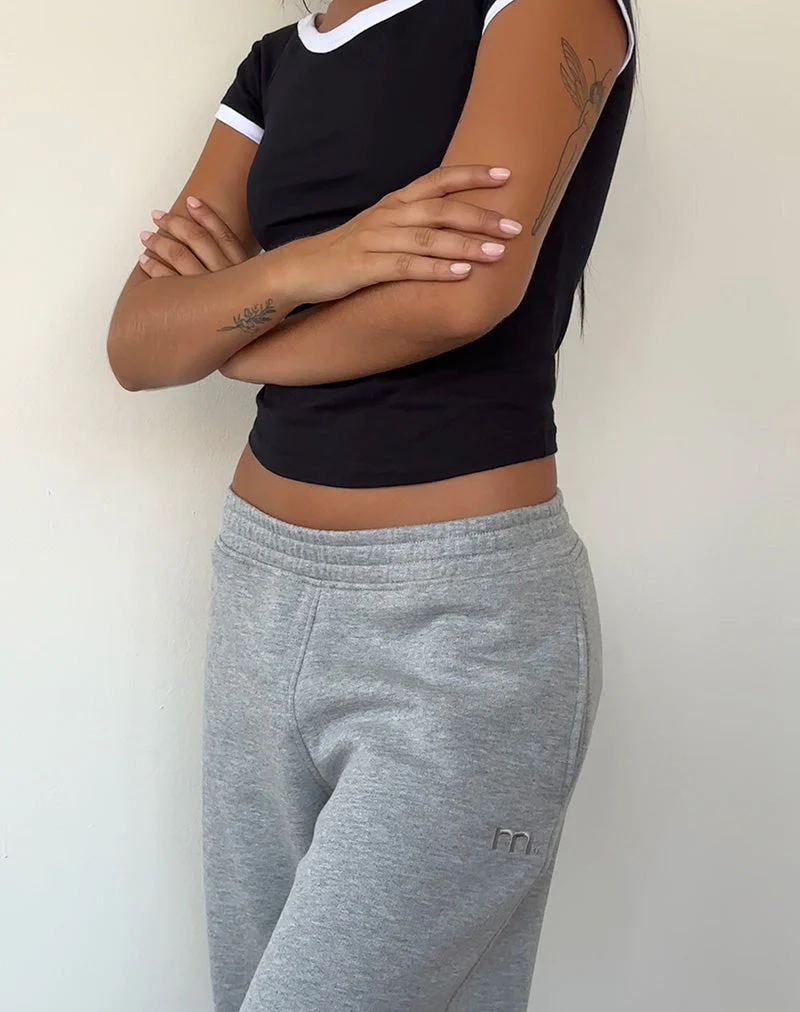 Loose Jogger in Grey Marl with M Embroidery - Image 2