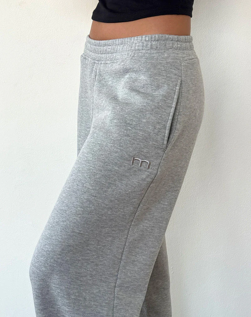 Loose Jogger in Grey Marl with M Embroidery - Image 5