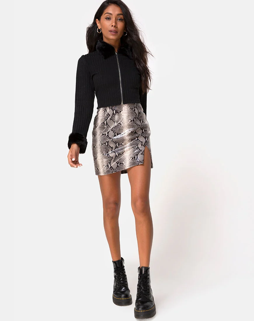 Loria Fur Cardigan in Black - Image 6