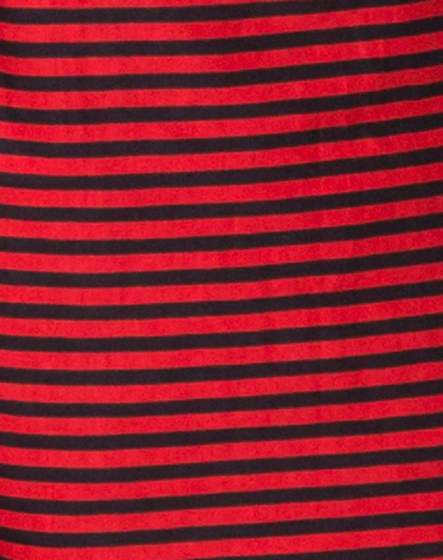 Losha Sweatshirt in Mini Stripe Red and Black - Image 5