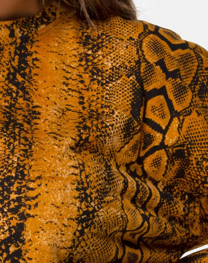 Lotsun Jumper Dress in Snake Mustard - Image 5