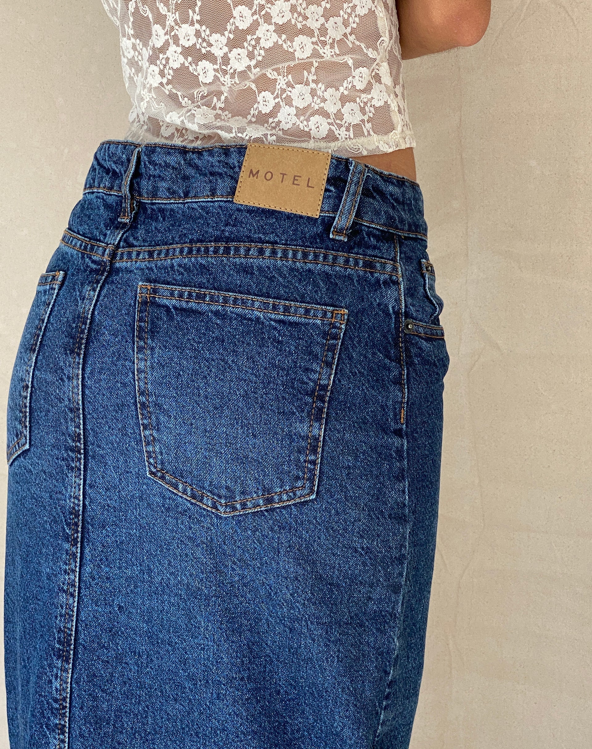 LOW RISE MAXI SKIRT MID BLUE USED - Image 2