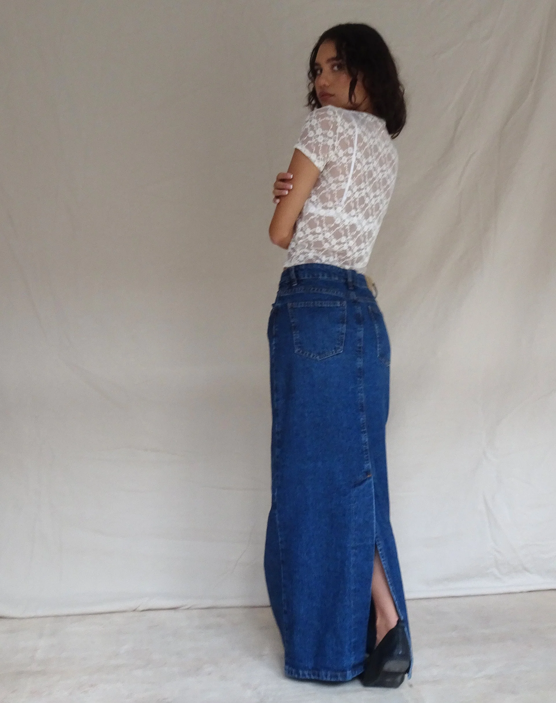 LOW RISE MAXI SKIRT MID BLUE USED - Image 5